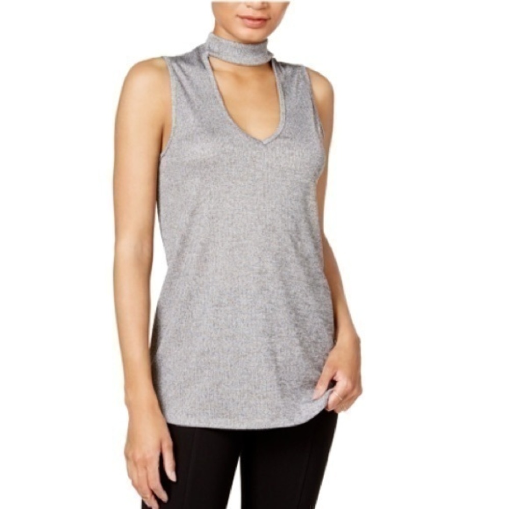 Bar III Womens Metallic Knit Blouse